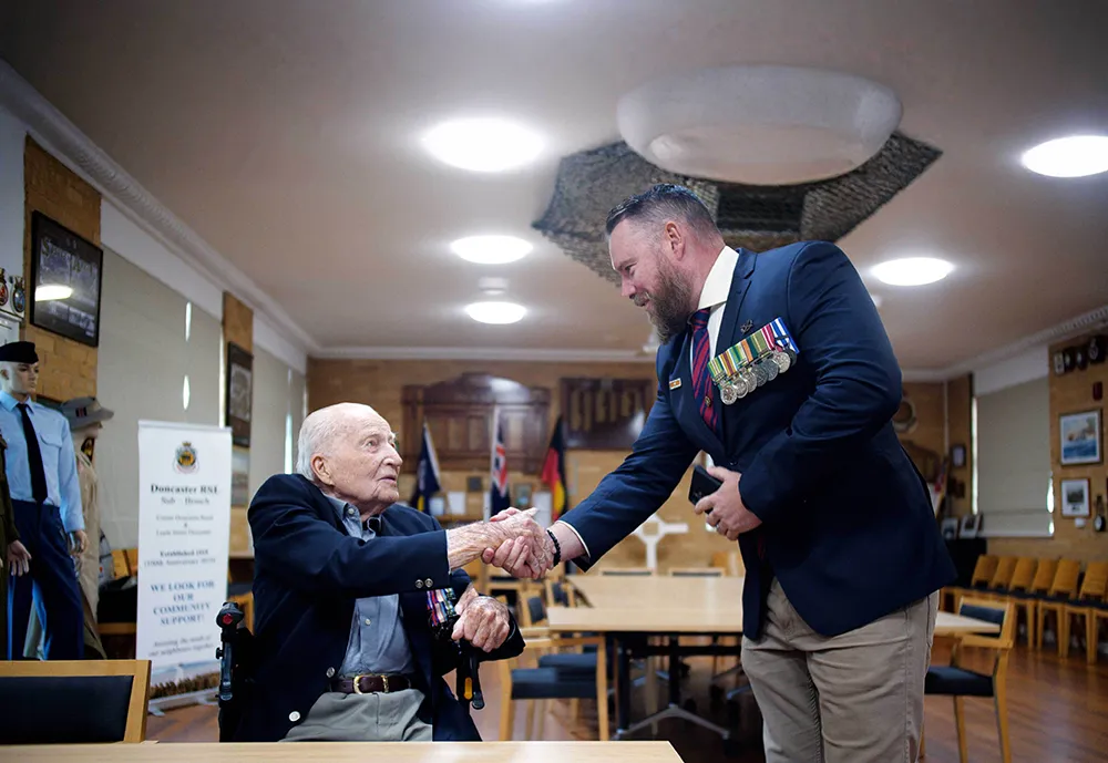 Veterans shaking hands